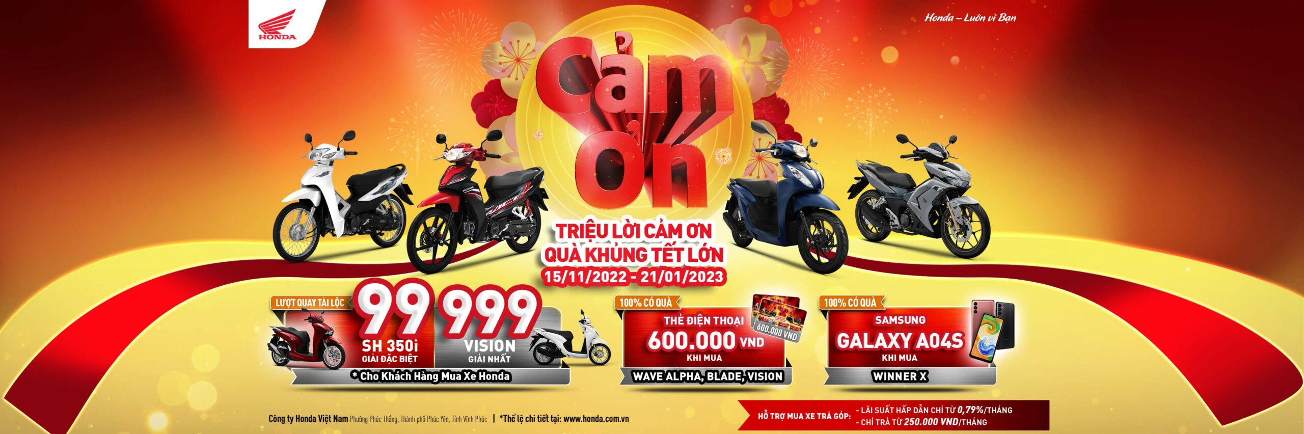 Triệu Lời Cảm Ơn, Quà Khủng Tết Lớn 20 cover web khuyen mai xe may honda tet 2023 scaled